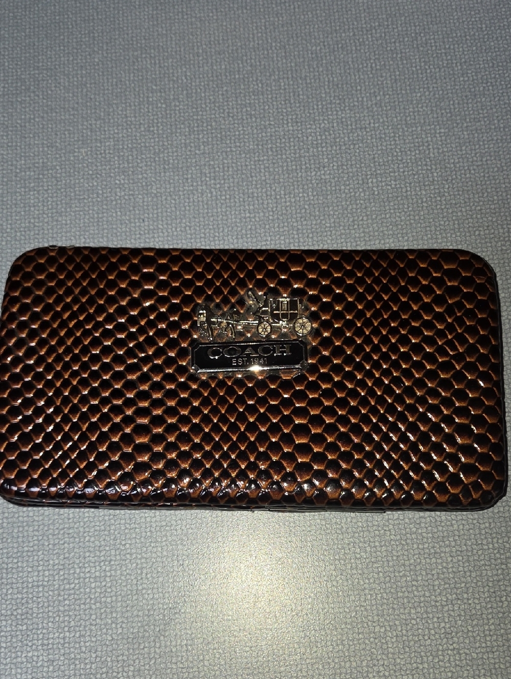 Coach  Honeycomb Snap Close Wallet - Copper Brown